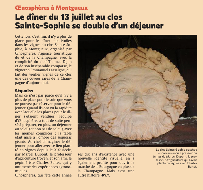 Le dîner du 13 juillet au clos Sainte-Sophie se double d’un déjeuner