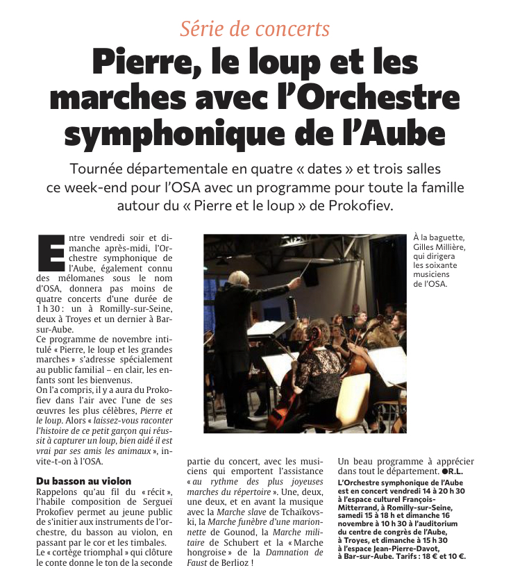 Pierre, le loup et les marches avec l'OSA