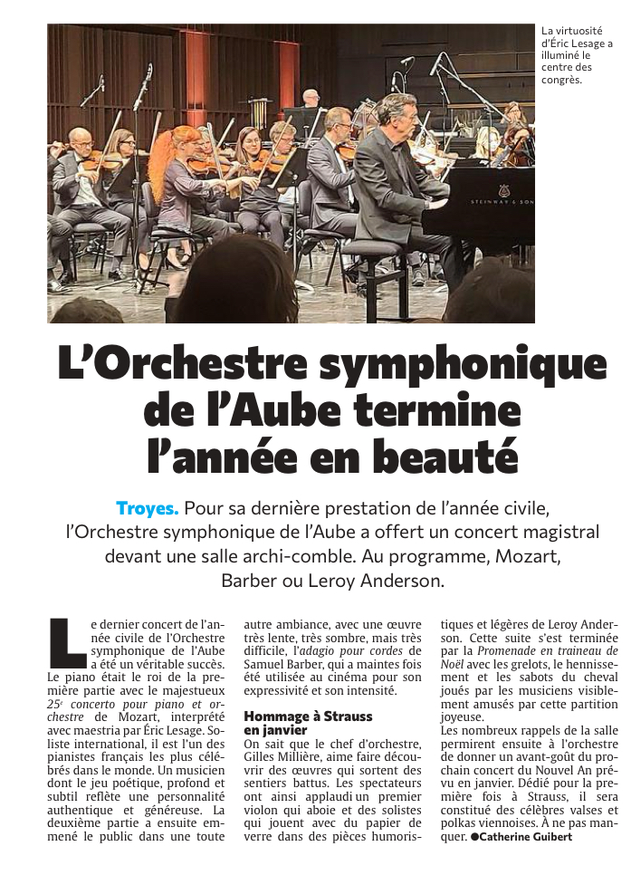 L’Orchestre symphonique de l’Aube termine l’année en beauté !