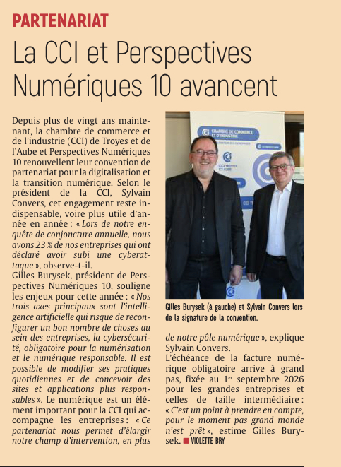 La CCI et Perspectives Numériques 10 avancent.