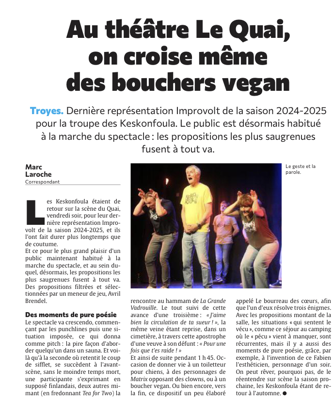 Au théâtre le Quai, on croise même des bouchers végan