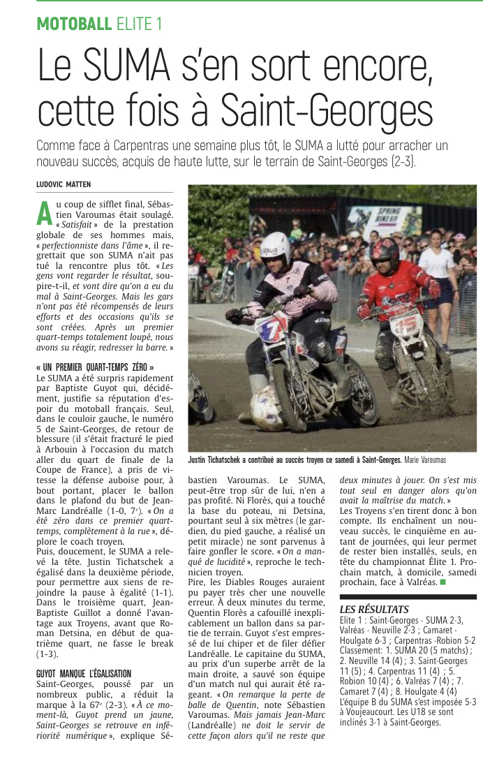 Le SUMA s'en sort à Saint Georges.