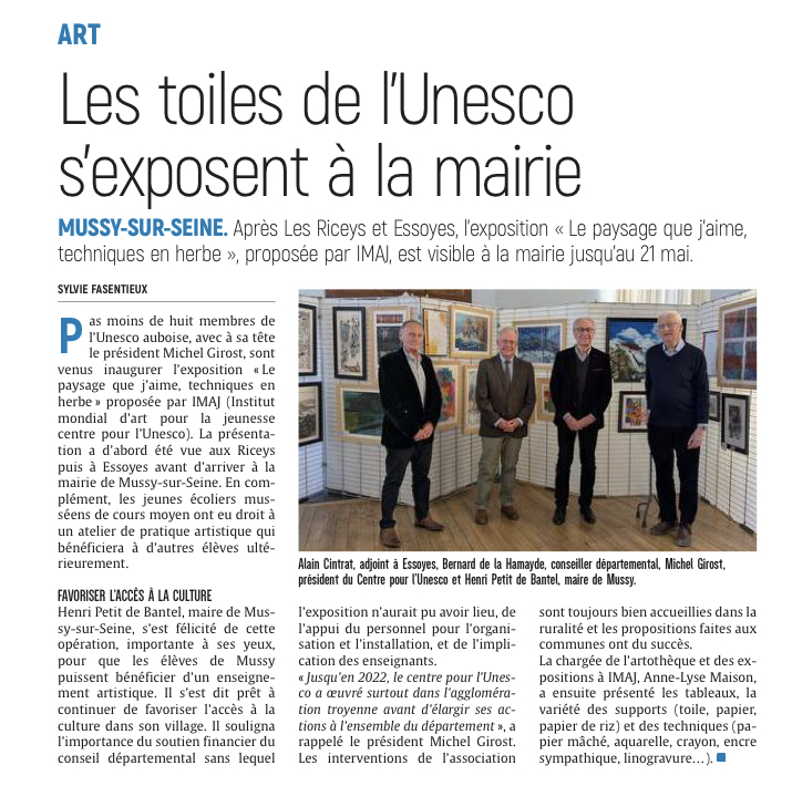 L’exposition du centre pour l’Unesco fait escale à Mussy-sur-Seine