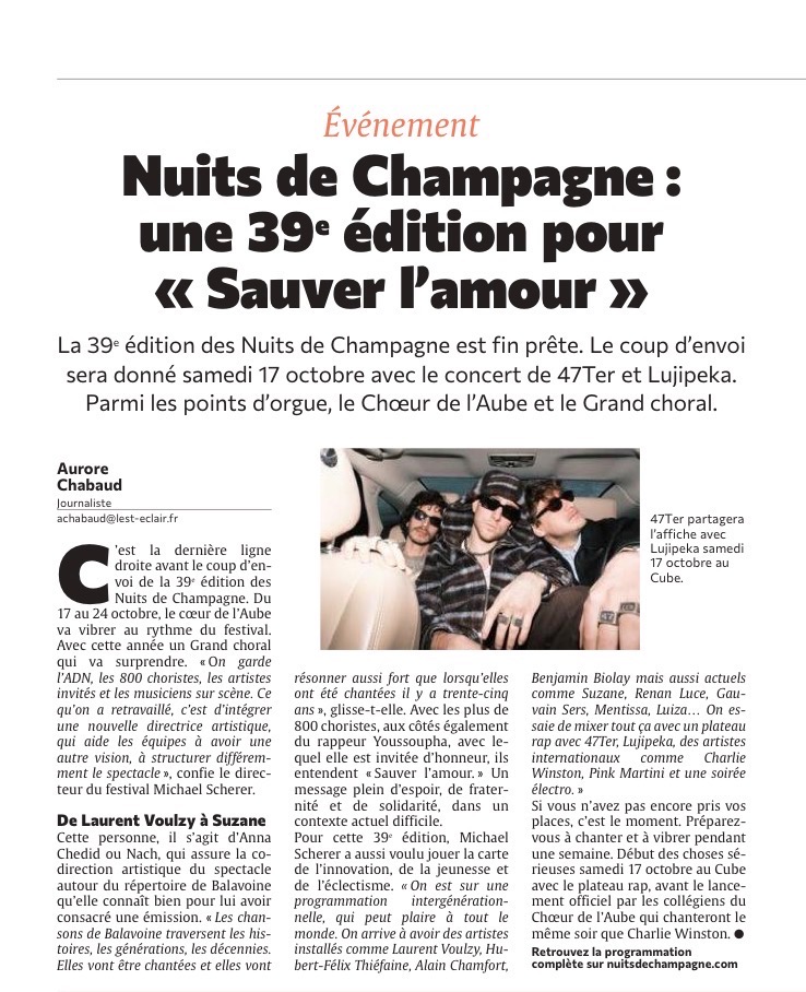 Nuits de Champagne : une 39° édition pour « Sauver l'amour »
